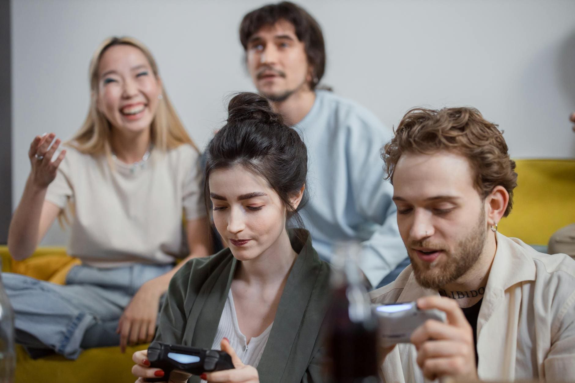 Group of friends at a gaming and geek culture event